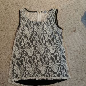 Black tank with lace overlay